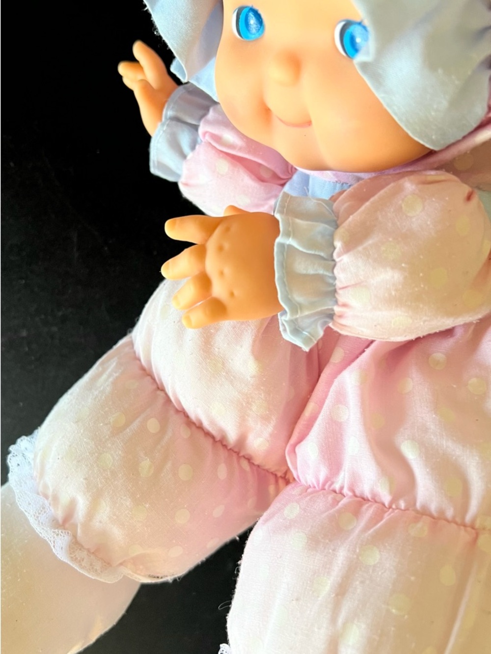 Plush Baby Doll in Soft Pink with Blue Trim - Picture 7 of 7